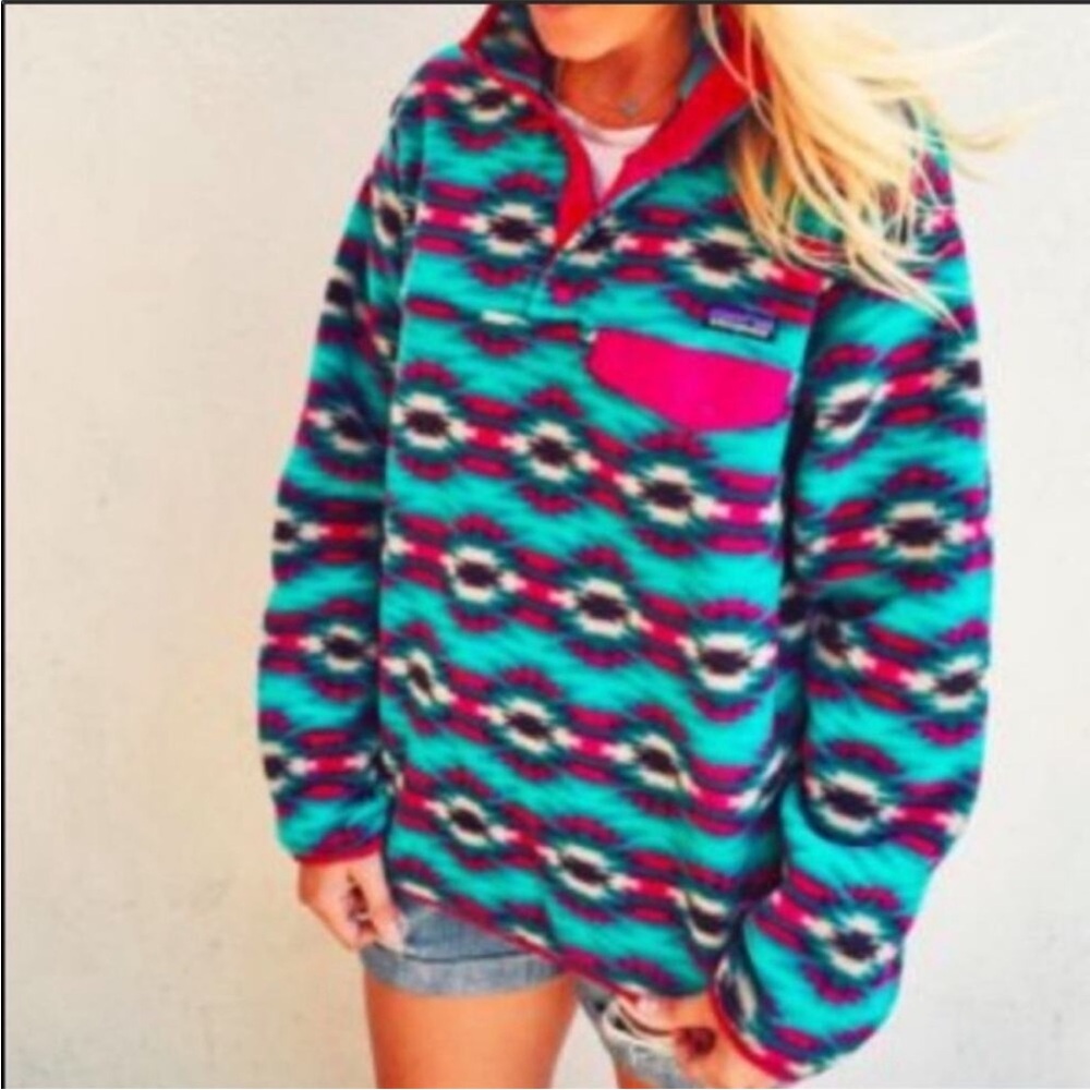 Patagonia Aztec Boho Synchilla Fleece Snap T Pullover Small - Picture 15 of 15